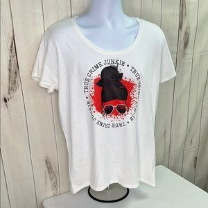 Gildan White True Crime Graphic Tee